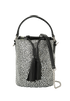 Embellished Bucket Bag, &pound;1,200, Handbags, Black/Silver, Satin, Front view